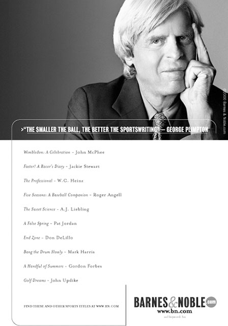 B&W Barnes&Noble.com Ad featuring George Plimpton launched when Barnes & Noble first went online throughout major publications and newspapers nationwide.